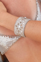 Starlight Studded Vegan Leather Cuff - Ecru