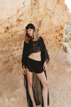 Saint Maxi Cape Top & Micro Shorts - Onyx