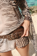Starlight Studded Vegan Leather Cuff - Coffee
