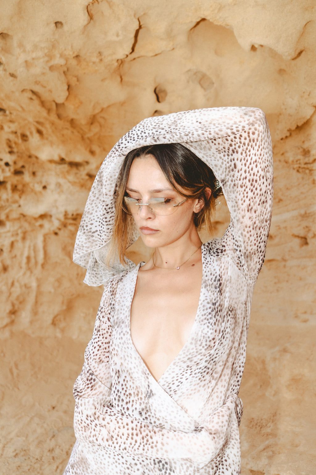 Nina Rimless Oval Sunglasses - Moonshine