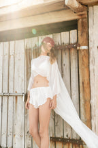 Saint Maxi Cape Top & Micro Shorts - Bone