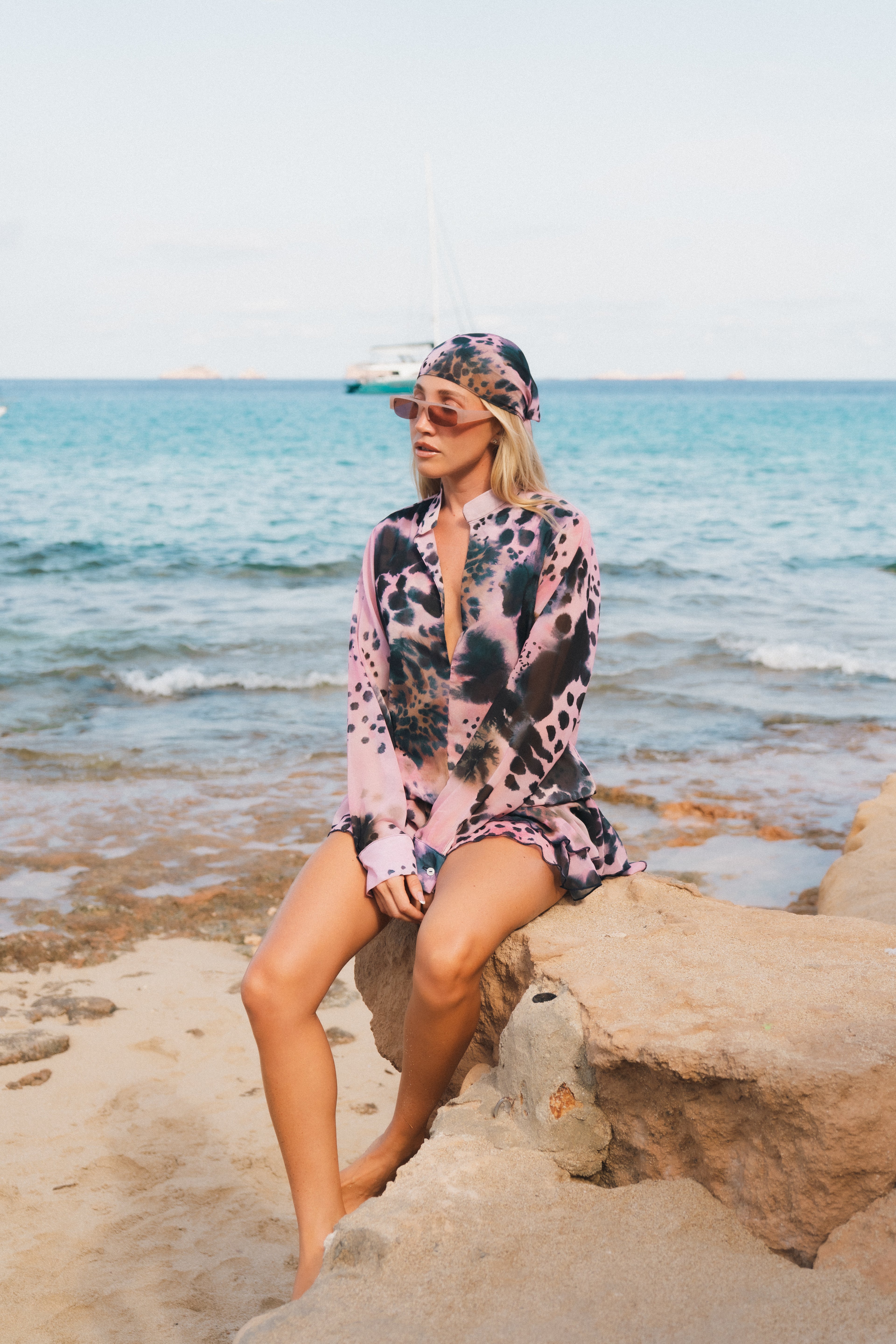 Aria Printed Ruffle Mini - Rose